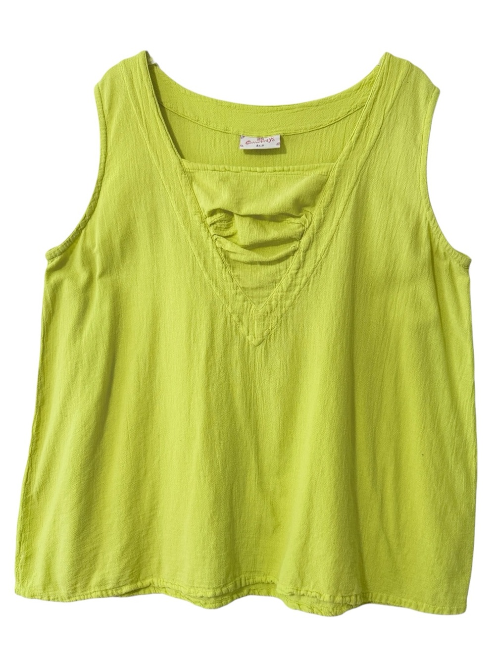 100% Cotton Lightweight Blouse in Chartreuse Yellow-Green CottonWays Size 3